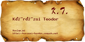 Körözsi Teodor névjegykártya